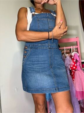 Celebrity Pink Blue Denim Overall Skirt